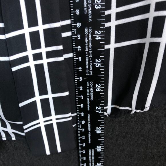 Cato Womens Blouse Black White Striped Front Tie Neck Sleeveless Workwear Large - Picture 9 of 12